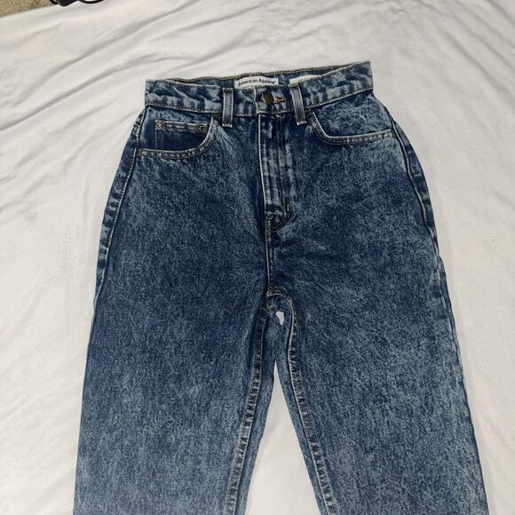 American Apparel Vintage Inspired Medium Marble Wash High Waisted Jeans Size 24 - Picture 2 of 10